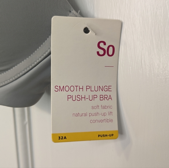 SO Smooth Plunge Push-Up bra gray adjustable convertible straps pepper bra - Picture 3 of 3